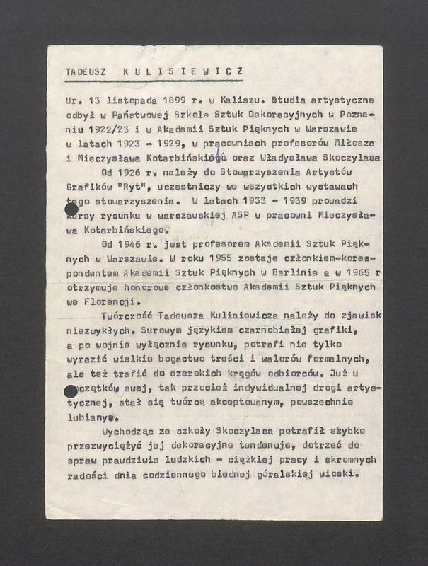 Biogram Tadeusza Kulisiewicza