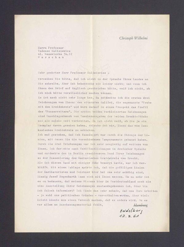 Sehr Geehrter Herr Professor Kulisiewicz - verzeihen Sie bitte [...]