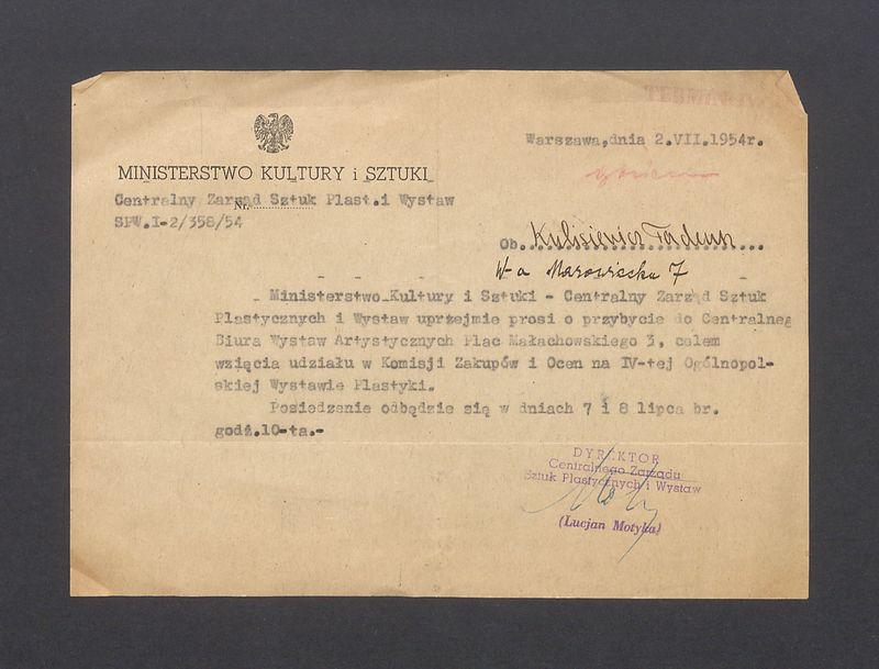 Zaproszenie do wzięcia udziału w Komisji Zakupów i Ocen na IV Ogólnopolskiej Wystawie Plastyki