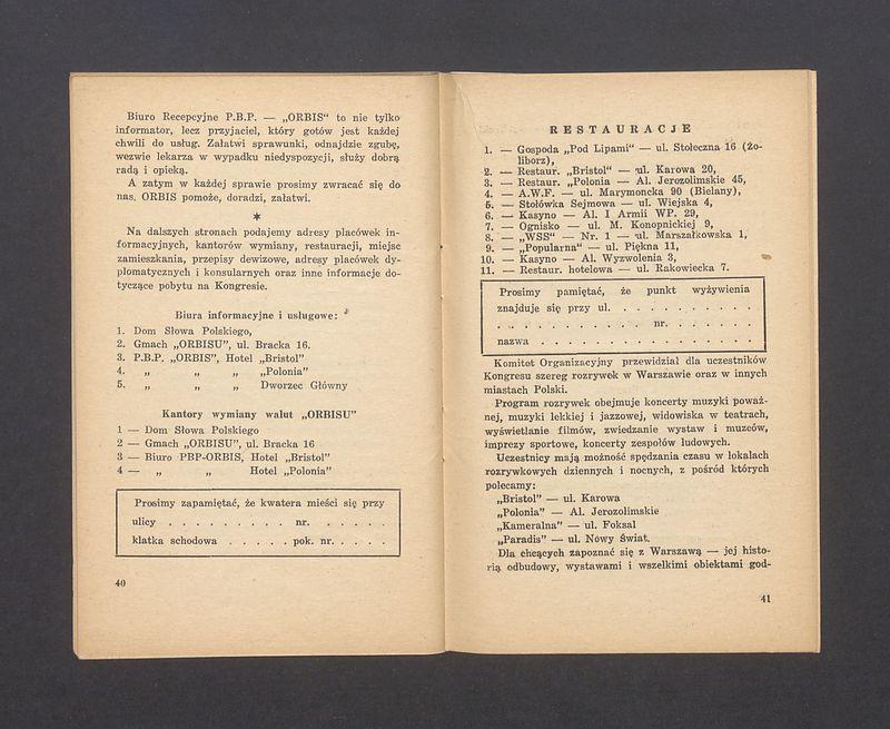 Guide a l'usage de delegues. Witamy Delegatów na II-gi Kongres Światowy Obrońców Pokoju