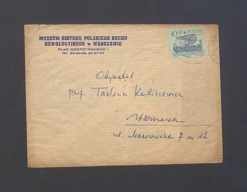 Koperta, nad. Muzeum Historii Polskiego Ruchu Rewolucyjnego 