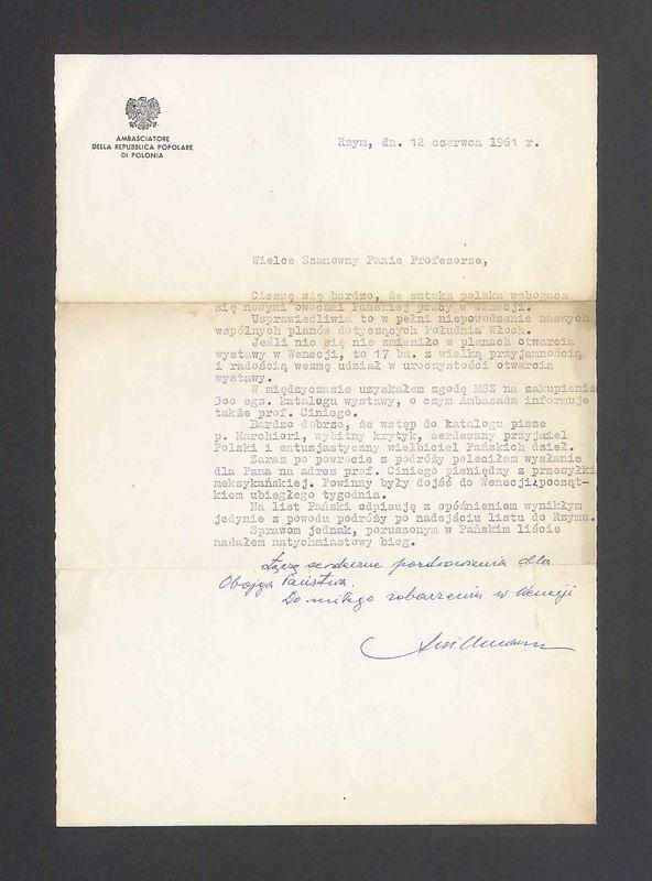 Wielce Szanowny Panie Profesorze, Cieszę się bardzo, że sztuka polska wzbogaca się [...]