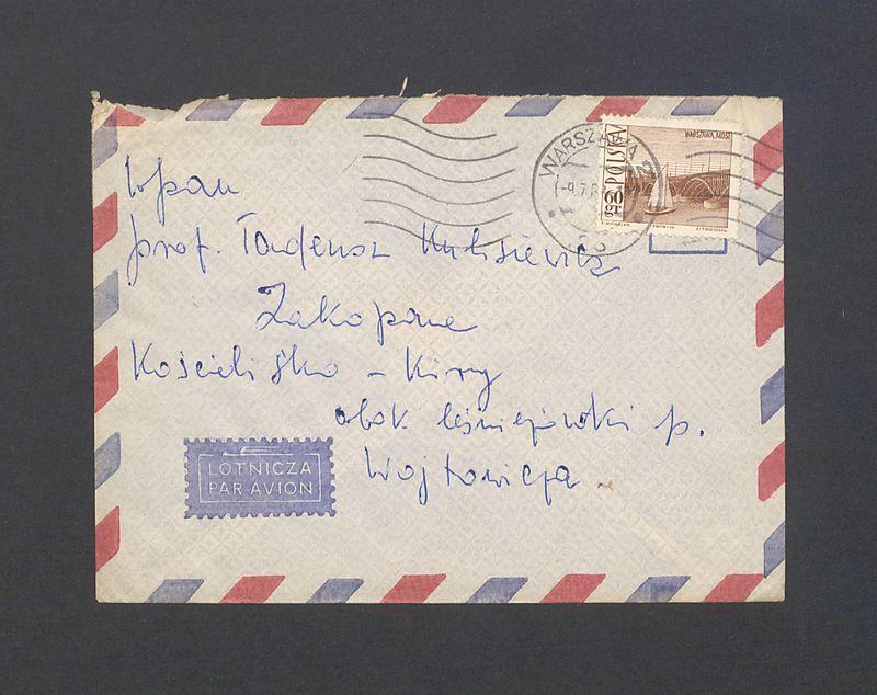 Koperta, adr. Wpan prof. Tadeusz Kulisiewicz