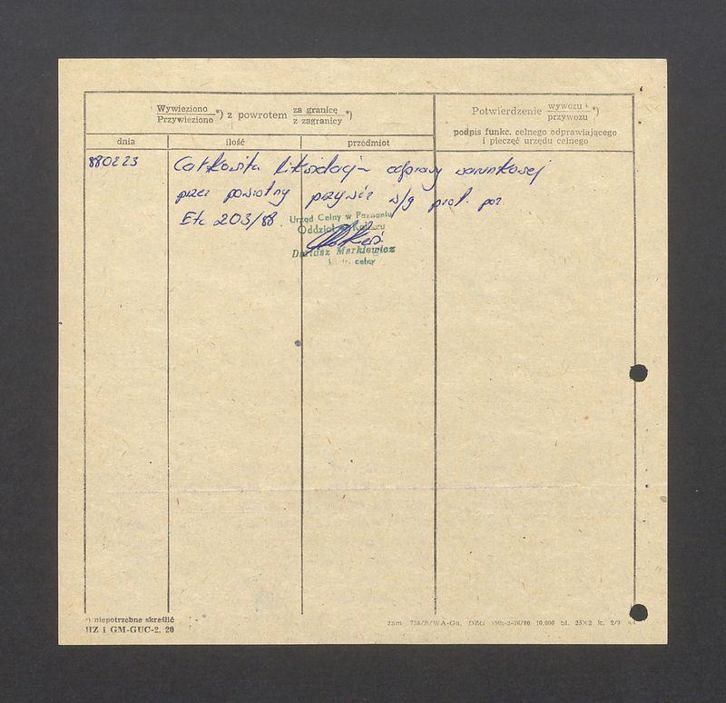 Dowód odprawy celnej warunkowej