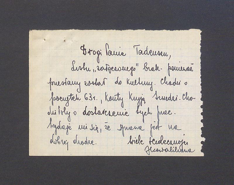 Drogi Panie Tadeuszu, Listu "zaręczonego" brak [...]