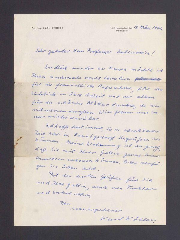 Sehr geehrter Herr Professor Kulisiewicz [...]