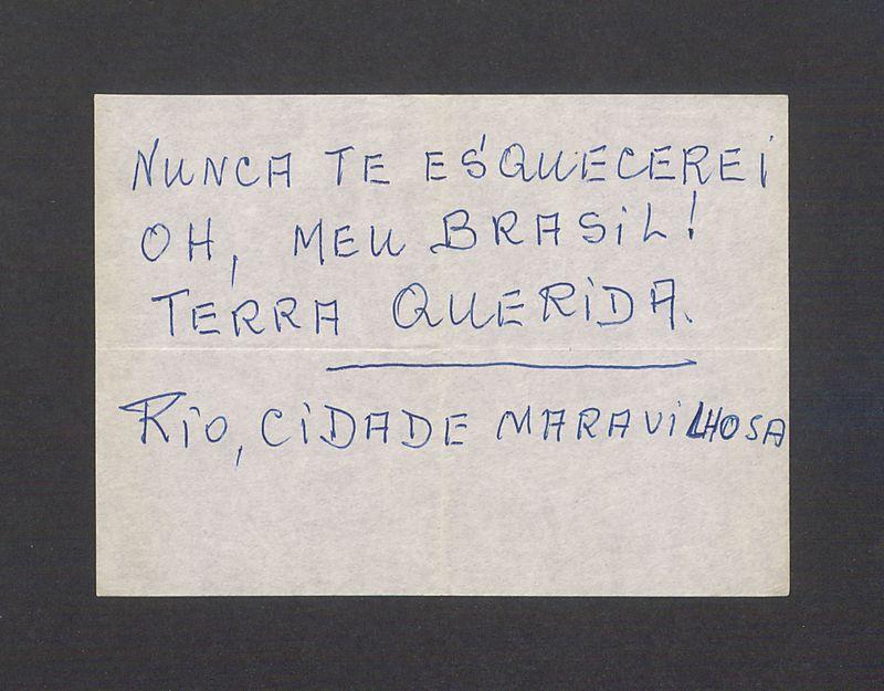 Nunca te esquecerei oh, meu Brasil [...]