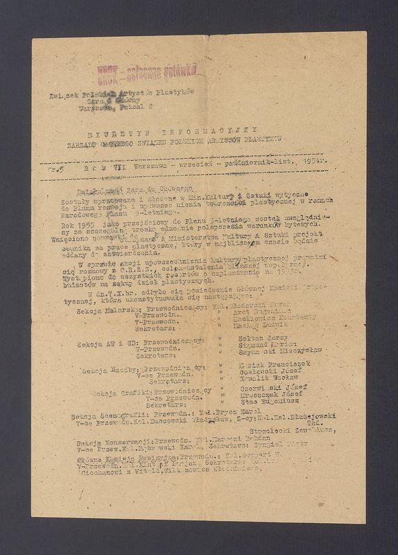 Związek Polskich Artystów Plastyków: biuletyn informacyjny, cz. 1