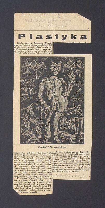 Plastyka. Pośród uczniów Skoczylasa Kulisiewicz zajął od razu miejsce przodujące [...]