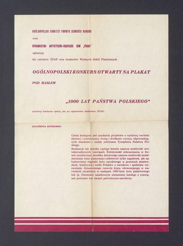 Ogólnopolski konkurs otwarty na plakat "1000 lat Państwa Polskiego"