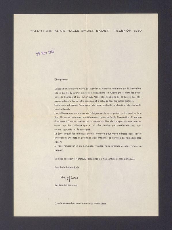 Cher preteur, L'exposition "Peinture naive du Monde" [...]