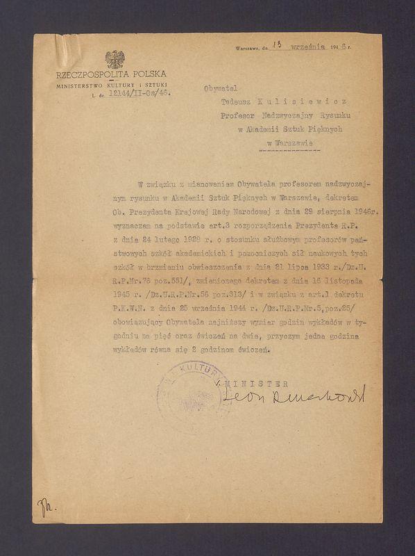 Ministerstwo Kultury i Sztuki ws. obniżenia wymiaru godzin wykładów i ćwiczeń