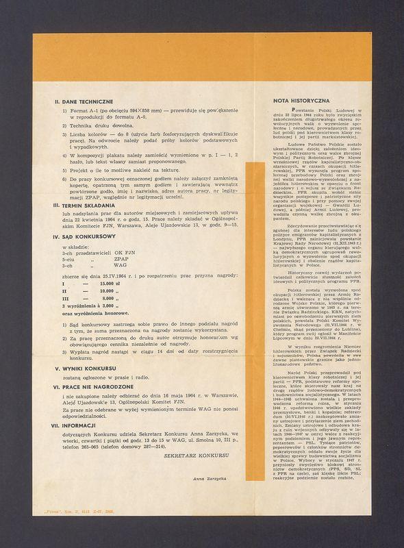 Konkurs otwarty na plakaty "Dwudziestolecie Polskiej Rzeczypospolitej Ludowej"