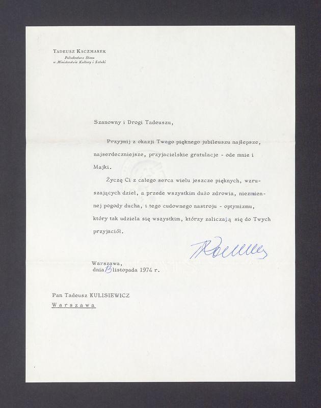 Szanowny i Drogi Tadeuszu, Przyjmij z okazji Twego pięknego jubileuszu najlepsze [...]