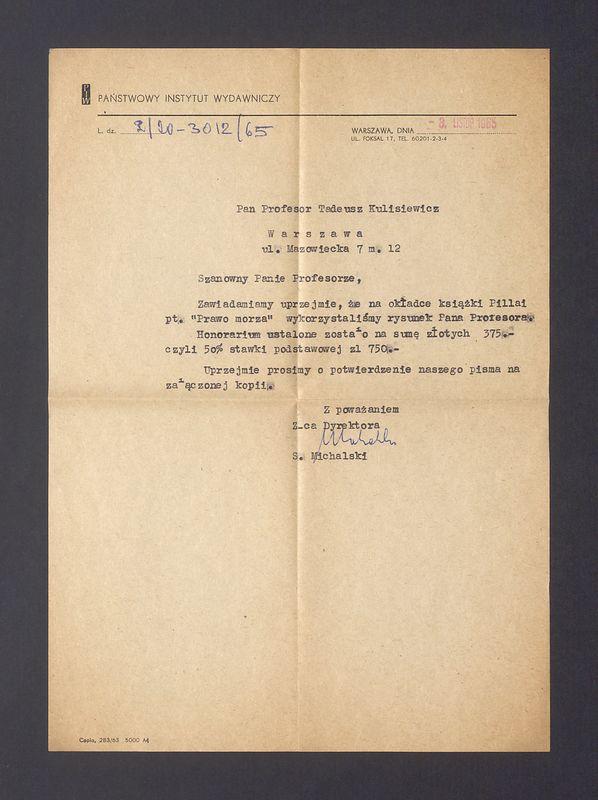 Państwowy Instytut Wydawniczy: honorarium za ilustrację na okładce książki