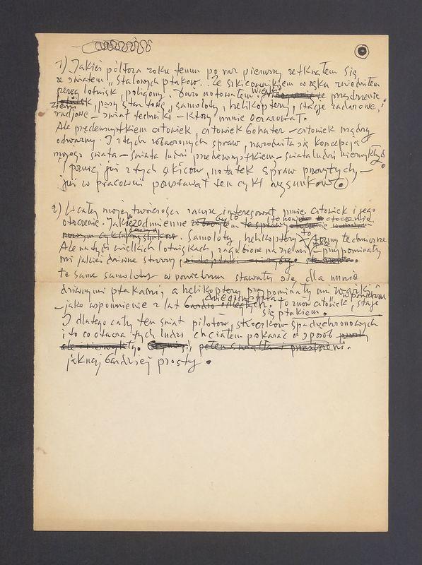 Notatka nt. powstania cyklu "Stalowe ptaki"