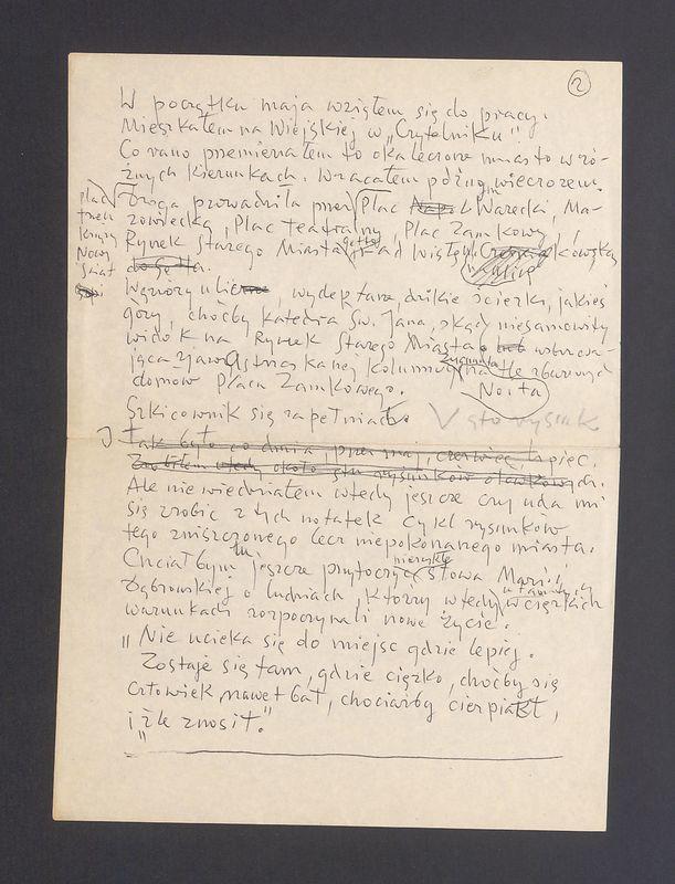 Notatka o powstaniu cyklu "Ruiny Warszawy"