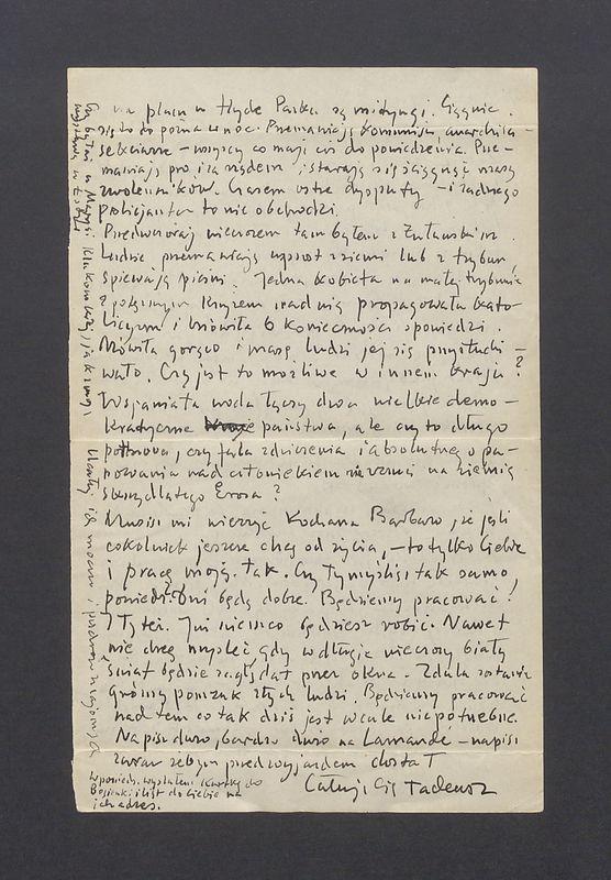 Moja Droga Basiu, już przyszedł wieczór, cisza [...]