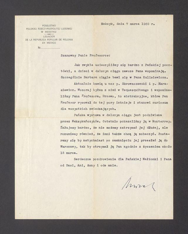 Szanowny Panie Profesorze: Jak zwykle ucieszyliśmy się bardzo z Pańskiej pocztówki [...]