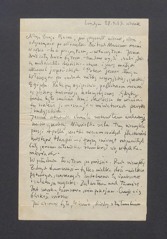 Moja Droga Basiu, już przyszedł wieczór, cisza [...]