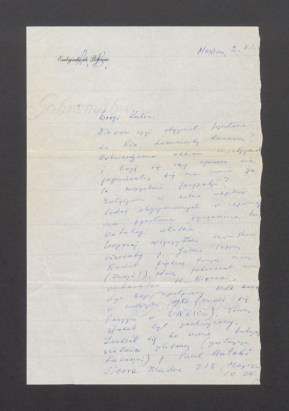 Drogi Kulis. Nie wiem czyś otrzymał [...]