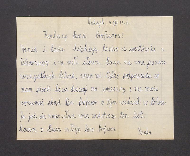 Kochany Panie Profesorze! Hania i Basia dziękują bardzo za pocztówki z Warszawy [...]