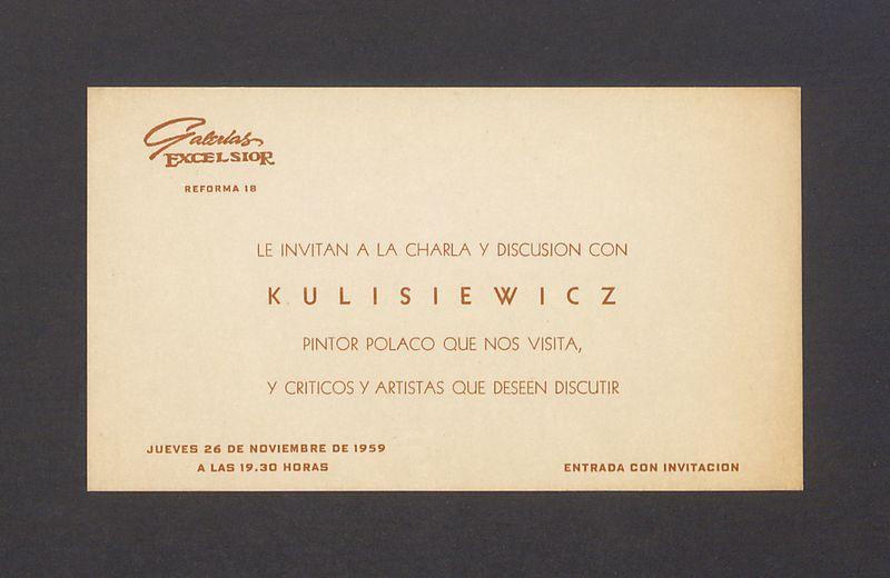 Le invitan a la charla y discusion con Kulisiewicz [...]