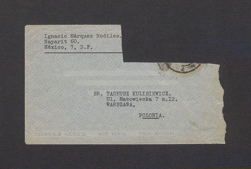 Koperta, nad. Ignacio Marquez Rodiles