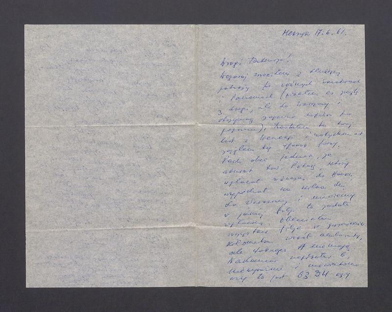 Drogi Tadeuszu! Wczoraj wróciłem z dłuższej podróży [...]