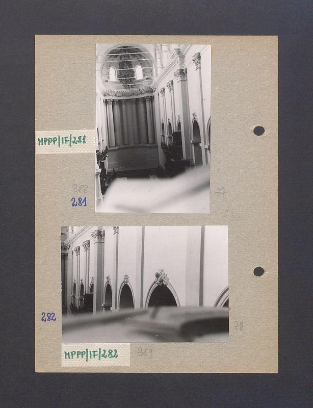 Wnętrze katedry jako sala koncertowa podczas II wojny światowej pozbawione już płaskorzeźb o. Efrema.