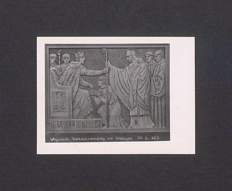 Płaskorzeźba ojca Efrema. Św. Wojciech konsekrowany na biskupa 29-06-983 r.