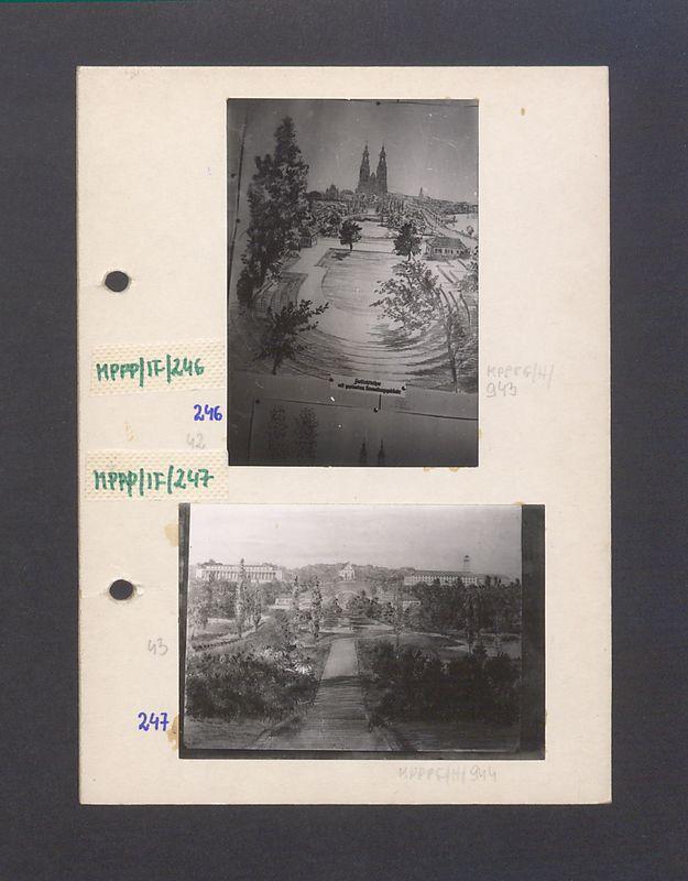 Plan przebudowy miasta Gniezna. Symulacja wystroju placu przed katedrą od strony wschodniej.