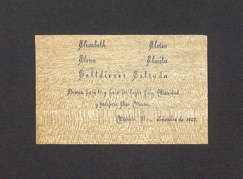 Wizytówka, Elizabeth, Eloisa, Elena, Emila Gottdiener Estrada