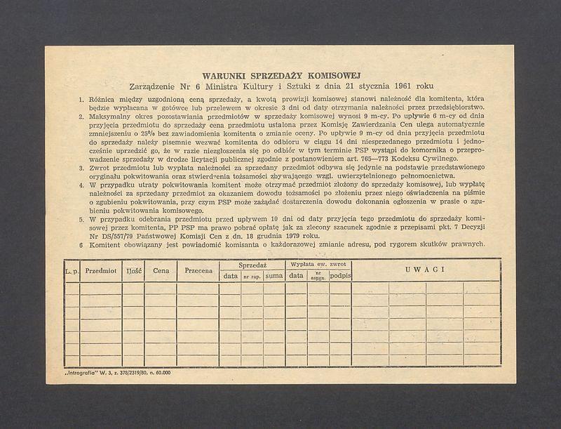 Pokwitowanie komisowe. "Kobieta IX" akt rysunek 1972
