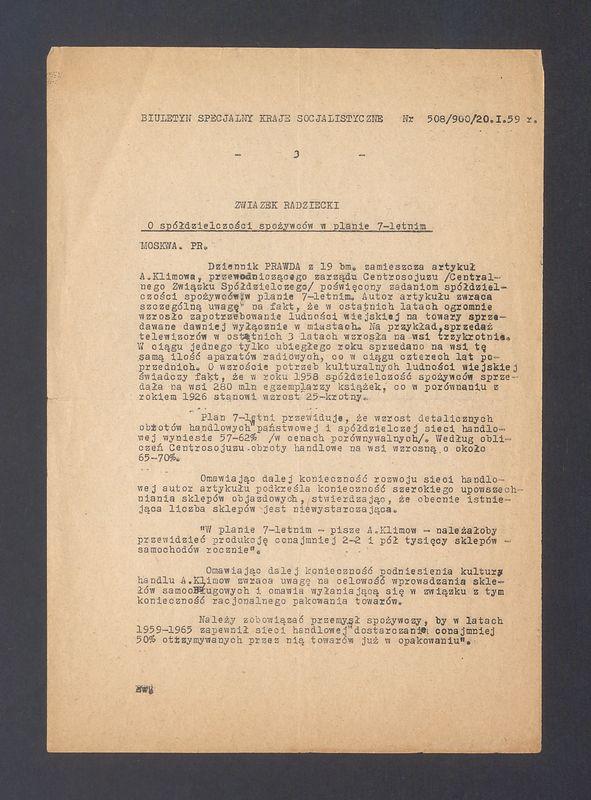 Biuletnyn specjalny Kraje socjalistyczne