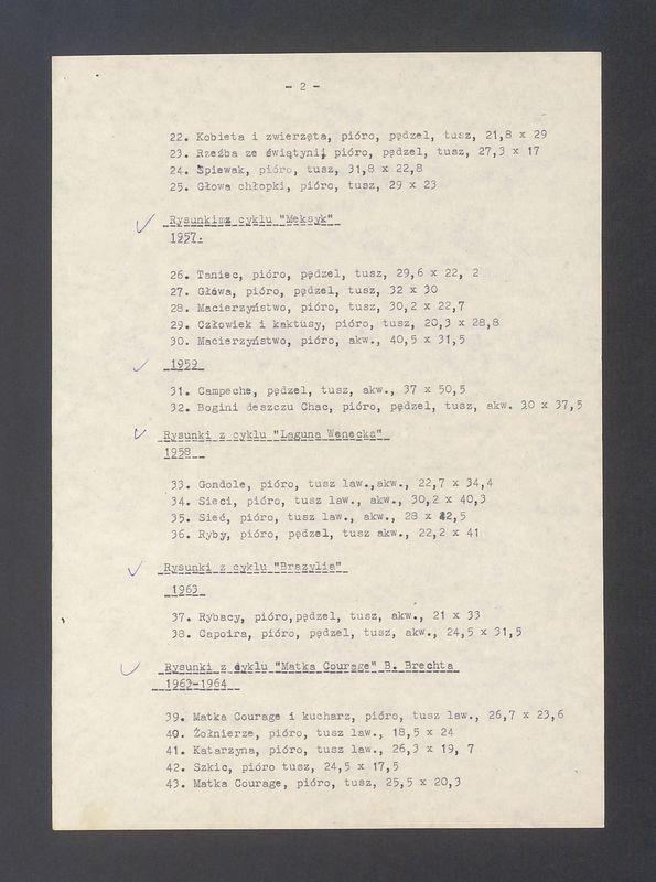 Wykaz prac T. Kulisiewicza przekazanych BWA w Toruniu