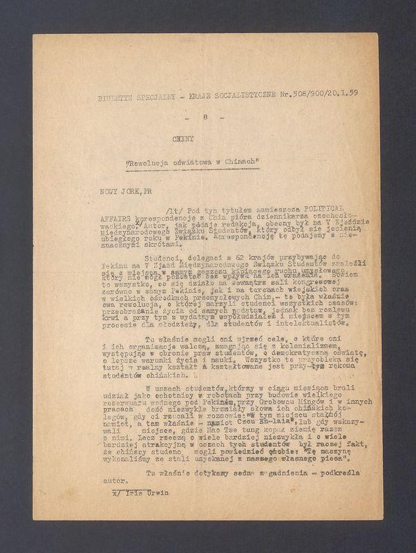 Biuletyn specjalny. Kraje socjalistyczne