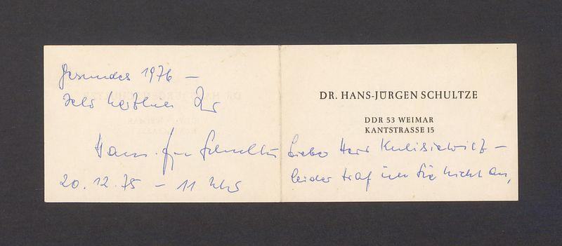 Wizytówka, Dr. Hans-Jurgen Schultze