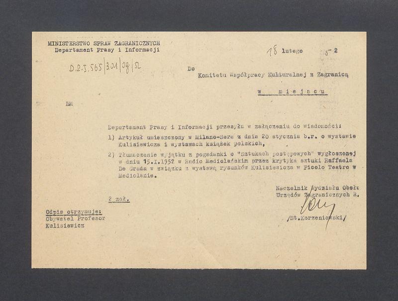 Departament Prasy i Informacji przesyła w załączeniu [...]