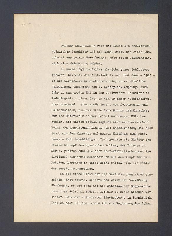 Tadeusz Kulisiewicz gilt mit Recht als bedeutender polnischer Graphiker [...]