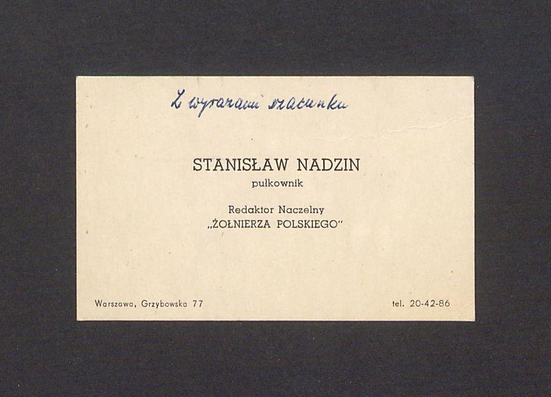 Wizytówka, Stanisław Nadzin