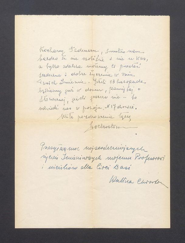 Kochany Tadeuszu, smutno nam bardzo, że nie osobiście [...]