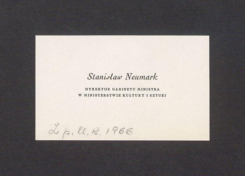 Wizytówka, Stanisław Neumark