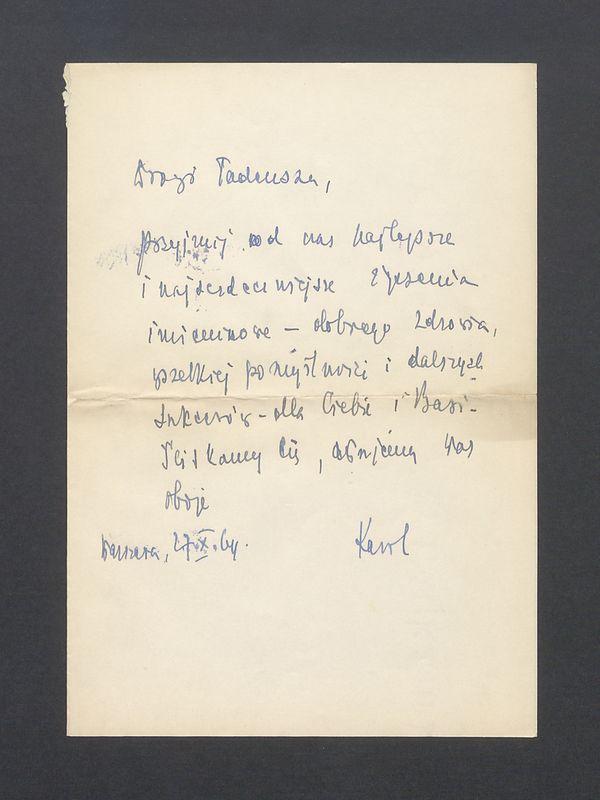 Drogi Tadeuszu, przyjmij od nas najlepsze i najserdeczniejsze życzenia imieninowe [...]