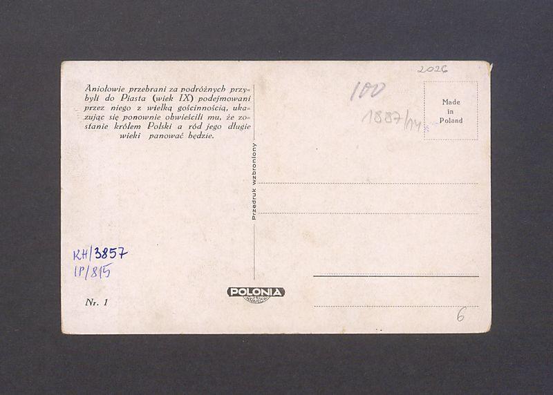 Aniołowie ofiarowują koronę polską Piastowi.