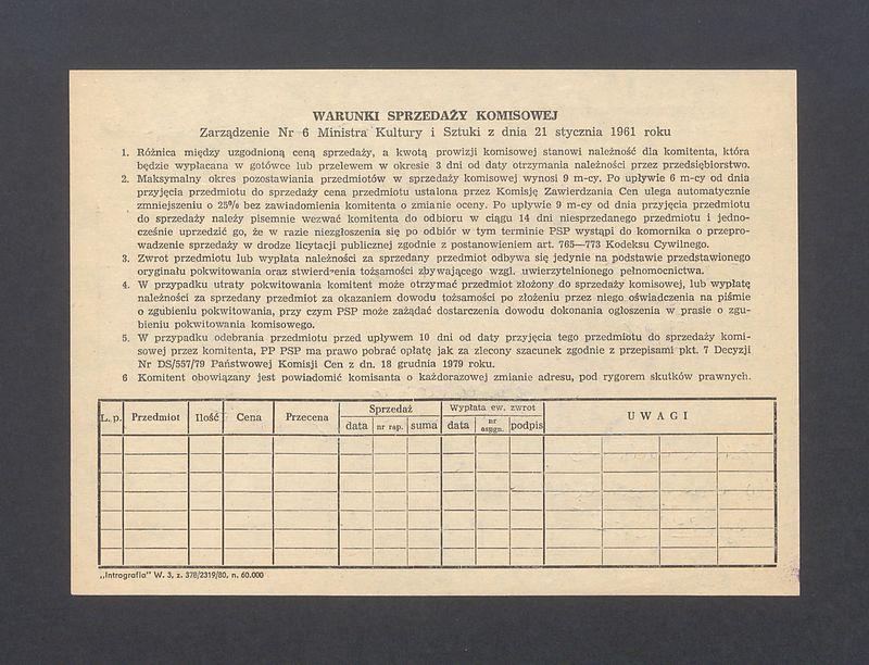 Pokwitowanie komisowe. Z cyklu "Matka" I 1974