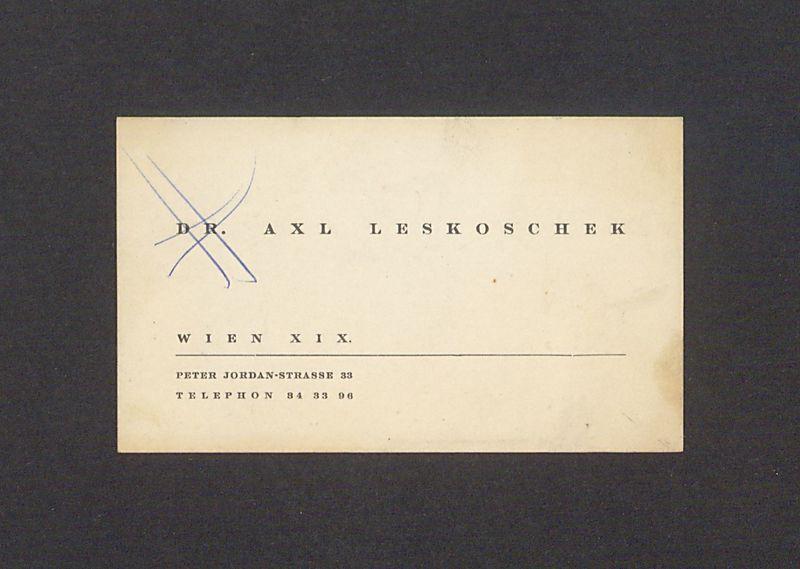 Wizytówka, Dr. Axl Leskoschek