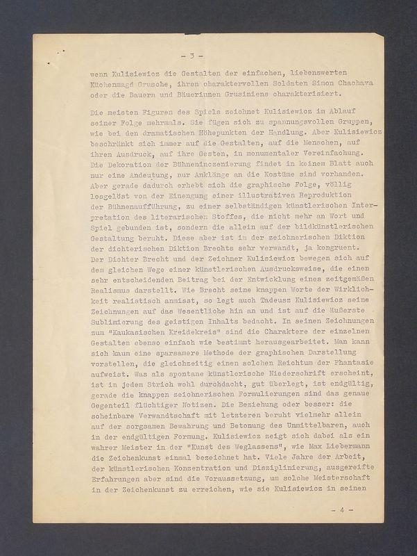 Zu der Ausstellung von Zeichnungen von Tadeusz Kulisiewicz