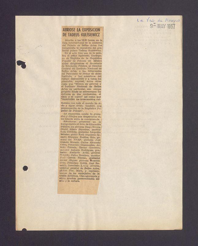 Abriose la exposicion de Tadeus Kulisiewicz