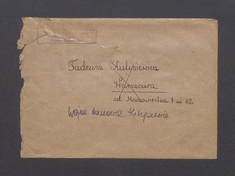 Koperta, adr. Tadeusz Kulisiewicz